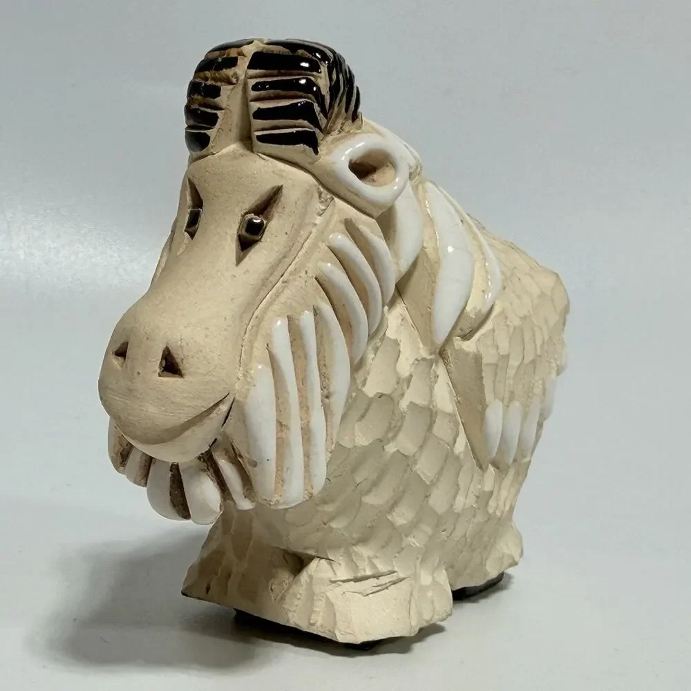 Vtg Artesania Rinconada White Mountain Goat Art Pottery Figurine 3.5